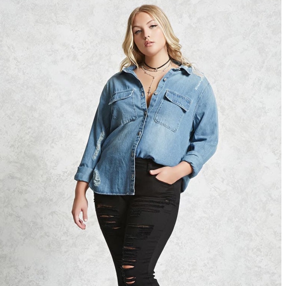 Forever 21 Plus denim top size 3x NWT